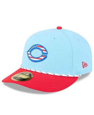 New Era Men's Light Blue/Red Cincinnati Reds 2025 Fourth of July Low Profile 59FIFTY Fitted Hat