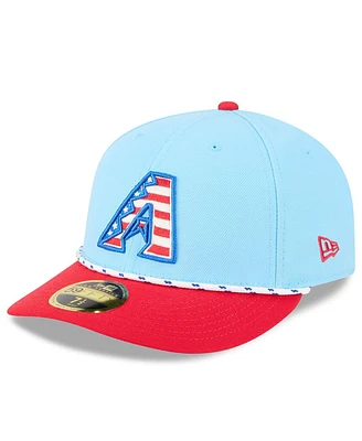 New Era Men's Light Blue/Red Arizona Diamondbacks 2025 Fourth of July Low Profile 59FIFTY Fitted Hat