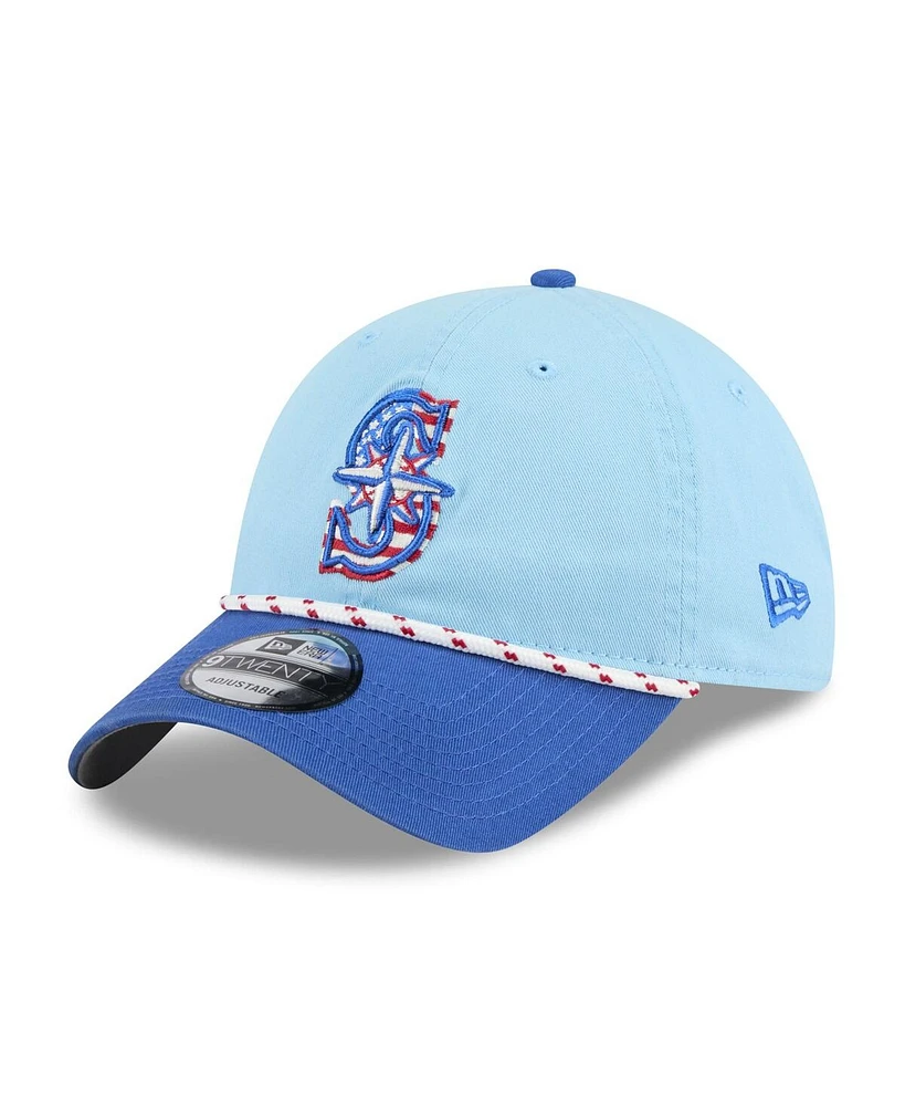 New Era Men's Light Blue/Blue Seattle Mariners 2025 Fourth of July 9TWENTY Adjustable Hat