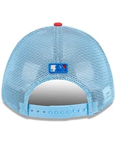New Era Men's Light Blue/Red San Francisco Giants 2025 Fourth of July 9FORTY A-Frame M-Crown Adjustable Trucker Hat