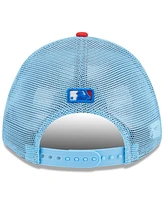 New Era Men's Light Blue/Red Miami Marlins 2025 Fourth of July 9FORTY A-Frame M-Crown Adjustable Trucker Hat