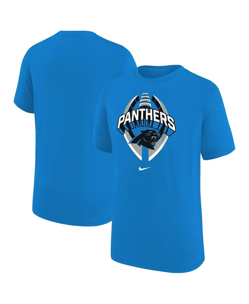 Nike Big Boys and Girls Blue Carolina Panthers Icon Legend T-Shirt