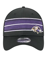 New Era Men's Black Baltimore Ravens Stripes 39THIRTY Flex Hat