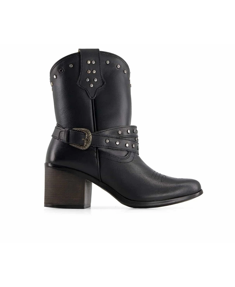 Forastero Women's Western Leather Boots with Buckle