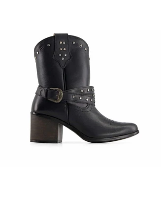 Forastero Women's Western Leather Boots with Buckle