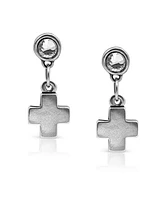 Bowood Lane Cubic Zirconia Silver Plated Post With Cross Earrings