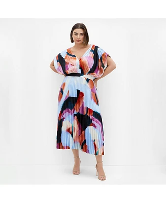 City Chic Women's Henley Print Midi Dress