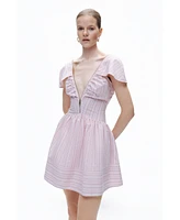 Nocturne Women's Striped Mini Dress with Zipper Detail