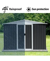 Mondawe 8FTx6FT Outdoor Storage Garden Bike Shed With Aluminum alloy frame and sliding door