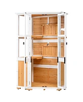 Mondawe 63"H Wood Storage Cabinet,Waterproof Greenhouse with Lockable Door