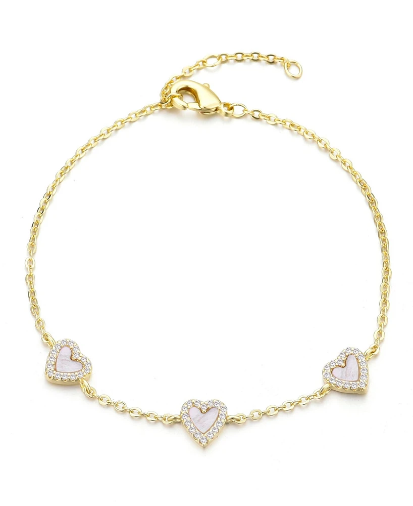 Adornia Gold Mother of Pearl Mini Halo Heart Bracelet