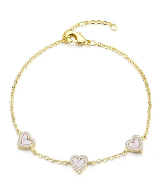 Adornia Gold Mother of Pearl Mini Halo Heart Bracelet