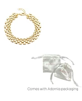Adornia 14K Gold Plated Grid Chain Bracelet