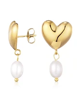 Adornia Gold Freshwater Cultivated Pearl Heart Drop Earrings