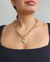 Adornia Gold Chunky Mixed Link Chain Fluted Heart Necklace