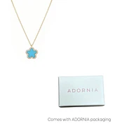 Adornia Gold Turquoise Halo 5 Leaf Clover Pendant Necklace
