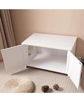 Cat Litter Box Enclosure with Barn Door - White