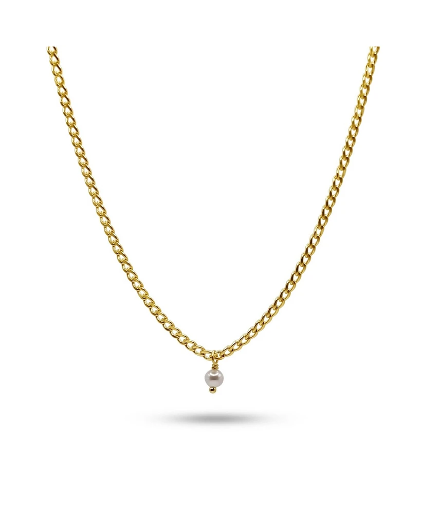 Bowood Lane 14k Gold Filled Curb Chain With Mini Pearl Charm Necklace