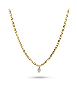 Bowood Lane 14k Gold Filled Curb Chain With Mini Pearl Charm Necklace