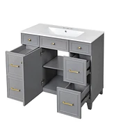 Streamdale Furniture 36" Bathroom Vanity w/ Ceramic Sink & Hairdryer Drawer