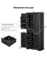 Streamdale Furniture 71" Farmhouse Pantry Cabinet with Pull Out Organizers