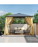 Streamdale Furniture10'x10' Hardtop Gazebo, Aluminum Frame, Netting & Screens
