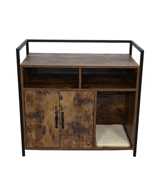 Rustic Brown Cat Litter Box Enclosure
