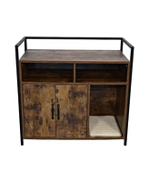 Rustic Brown Cat Litter Box Enclosure