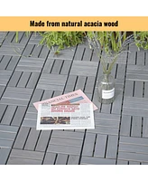 Streamdale Furniture Interlocking Deck Tiles, Light Gray Acacia, 12"x12" (30 Pcs)