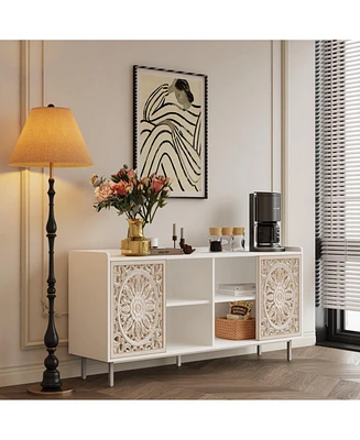 Streamdale Furniture Mid Century Modern White Buffet/Tv Stand