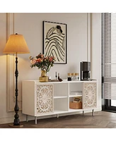 Streamdale Furniture Mid Century Modern White Buffet/Tv Stand