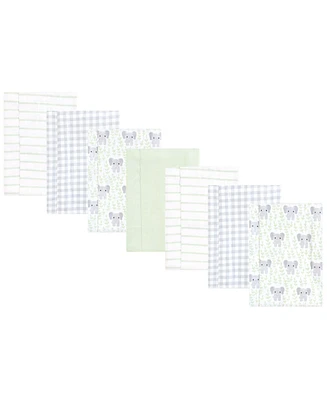 Hudson Baby Cotton Flannel Burp Cloths 7pk, Leafy Elephant, One Size