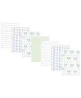 Hudson Baby Cotton Flannel Burp Cloths 7pk, Leafy Elephant, One Size