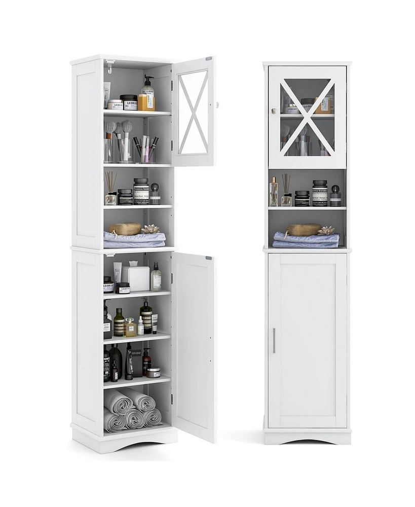 Volenca 67 Inch Tall Bathroom Cabinet Freestanding Storage Cabinet with 5 Adjustable Shelves