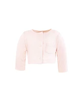 Hudson Baby Girls Cotton Dress and Cardigan Set, Soft Pink Sage Rose