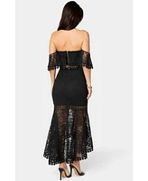 Bebe Women's Two Piece Lace High Low Dress