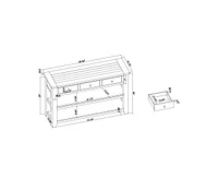 Casainc 48" Solid Pine Wood Top Console Table Cabinet with 3 Storage Drawers and 2 Shelves