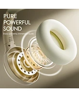 Sugift Beige Over-Ear Bluetooth Headphones with Noise Cancellation