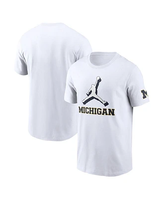 Jordan Men's White Michigan Wolverines Primetime 2-Hit Swoosh T-Shirt
