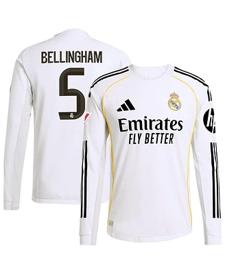 Adidas Men's Jude Bellingham White Real Madrid 2025/26 Home Authentic Long Sleeve Jersey