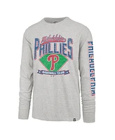 '47 Brand Men's Gray Philadelphia Phillies Big Tall Distressed Franklin Long Sleeve T-Shirt