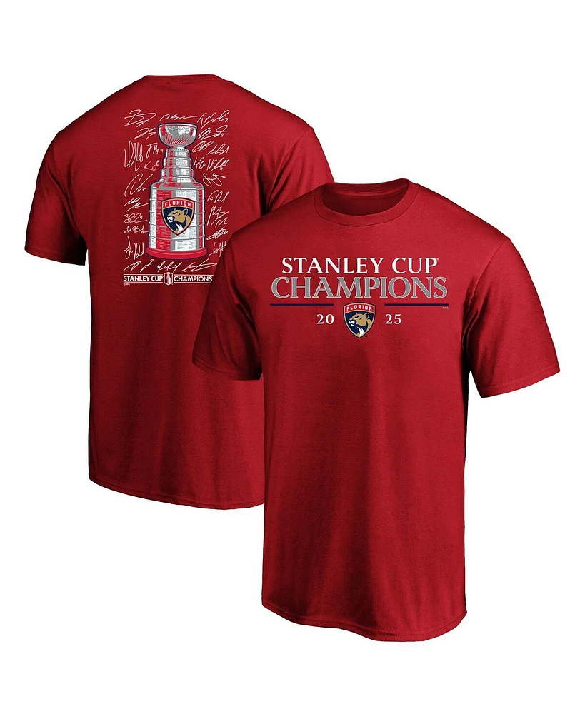 Fanatics Men's Red Florida Panthers 2025 Stanley Cup Champions Big Tall Roster T-Shirt