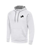 Antigua Men's White Detroit Lions Brushed Carbon Victory Pullover Hoodie