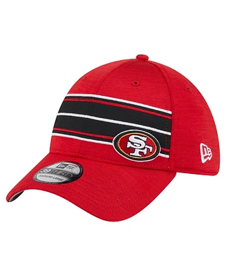 New Era Men's Scarlet San Francisco 49ers Stripes 39THIRTY Flex Hat