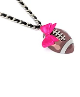 Betsey Johnson Pink Kick Off Bow Football Pendant Statement Necklace