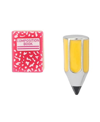 Betsey Johnson Multi-Colored Straight Pencil Notebook Mismatch Earrings
