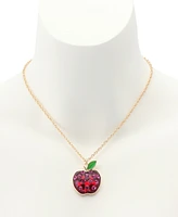 Betsey Johnson Faux Stone Straight Apple Pendant Chain Necklace