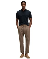 Boss by Hugo Men's Cotton-Silk Jacquard Zip-Neck Polo Shirt