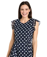 R & M Richards Women's Printed Metallic-Stripe A-Line Dress