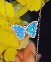 Kamaria Butterfly Necklace with Lab-Grown Opal Sterling Silver